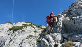 Die dritte Seillänge der Route Alter Weg am Großen Donnerkogel