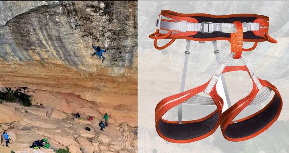 Stefano Ghisolfi klettert mit Ausrüstung von Camp