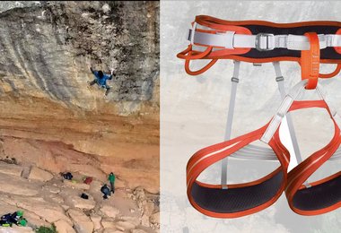 Stefano Ghisolfi klettert mit Ausrüstung von Camp