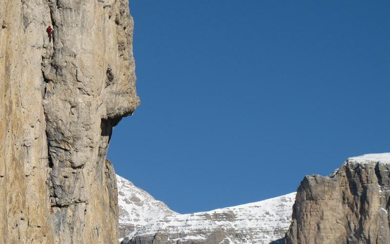 Blick in Schlüsselseillänge vom Abstieg aus