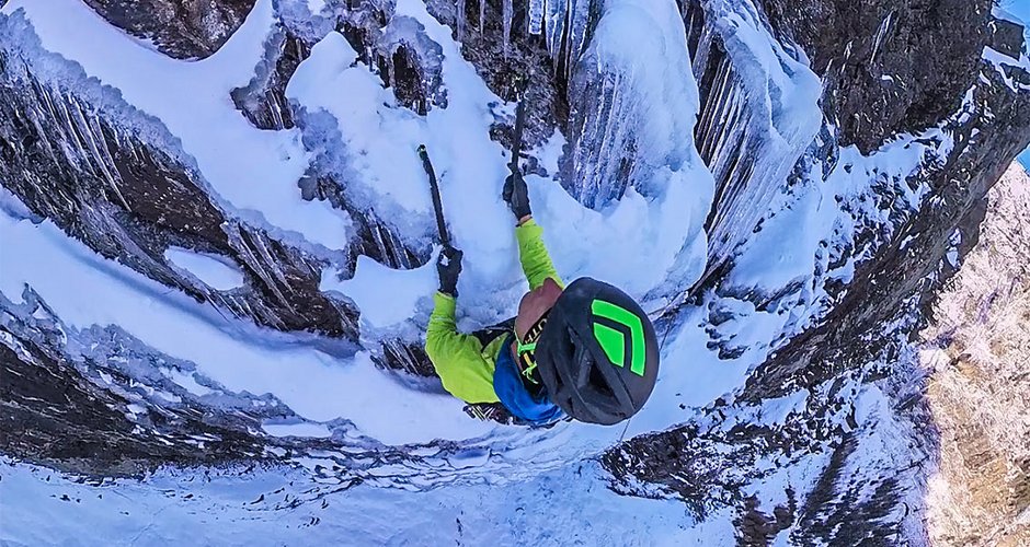 Rudi Hauser bei der Erstbegehung von Black Pearl im Anlauftal- Gasteinertal.