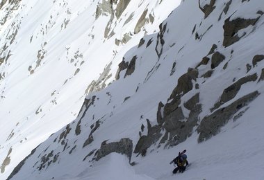 Sonnenaufgang im oberen Teil des Whymper Couloirs