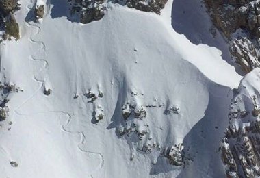 Die Einfahrtsspur von Hermann Comploj in der SW-Wand des Langkofelecks (c)  (c) Hermann Comploj