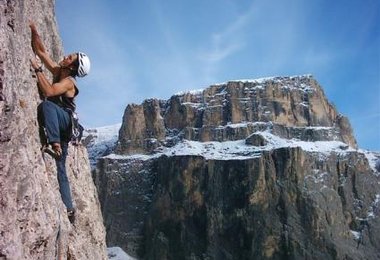 Erste Wiederholung, on sight, der Route „Dulcis in fundo“ am Piz Ciavazes. Schw. 7a+