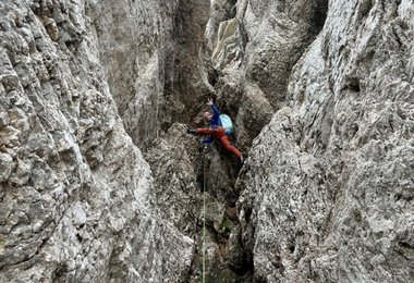 Der Wasserfallkamin in der Solleder Lettenbauer - Civetta Nordwestwand (c) Daniel Ladurner
