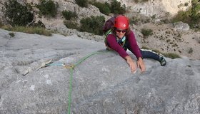Am Ende der vierten Seillänge der Via della Modestia