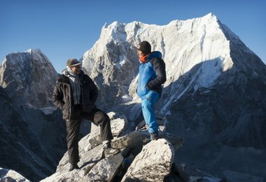 David Lama and Conrad Anker on their expedition to the unclimbed Lunag Ri (6907m) in the Himalayas of Nepal on November 7, 2015. (c) Servus TV / Mammut / Red Bull Content Pool