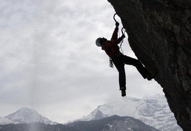 Robert Jasper in Sperrzone M9, E5, 287m; Foto: Klaus Fengler