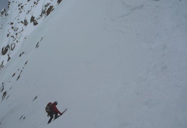 Beginn der Abfahrt vom Col de la Grande Rocheuse