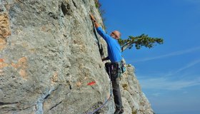 Schöner Fels in der letzten Seillänge