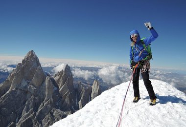 Christina on top of Cerro Torre (C) Caro North