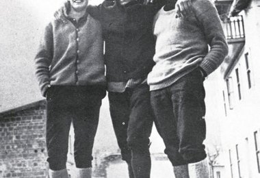 R. Messner, S. Mayerl und H. Messner an der Nordkante des Monte Agnèr 1968