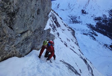 Michi  Wohlleben in der Eiger Nordwand
