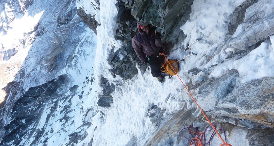 Beim ersten Versuch in der Kwangde Shar Nordwand © Ines Papert