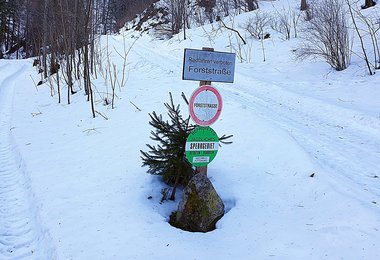 Forstwirtschaftliches Sperrgebiet - hier nicht korrekt ohne Befristung (c) bergsteigen.com
