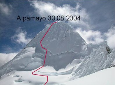 Alpamayo Aufstiegsroute am 30.08.04
