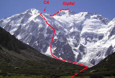 Nanga Parbat mit Kinshofer Route u. Camp 4 (C4)