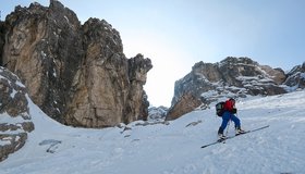 Unterhalb der Fels/Eisrinne - Skitour Cristallo Scharte