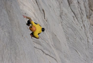 Hansjörg kurz oberhalb vom Fisch - Beginn der 17. SL © Heiko Wilhelm