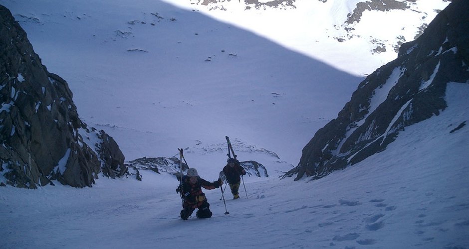 Ivana und Bohuš in der mittleren Rinne des Scharecks