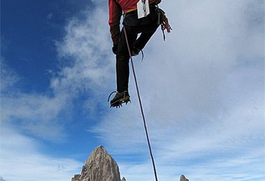 Stephen Koch beim Abeilsen vom Cerro Torre