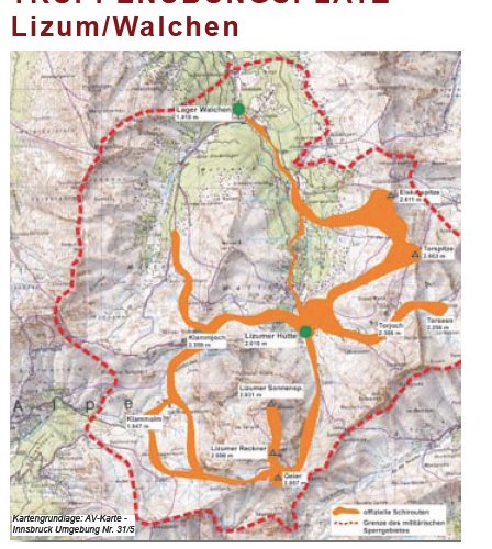 Karte Tourengebit Lizumer Hütte