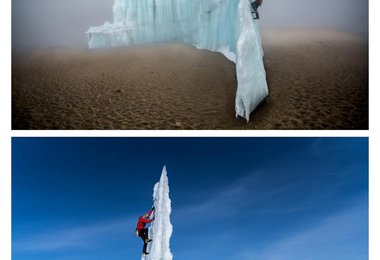 Detail of a side-by-side comparison of Will Gadd on Mt Kilimanjaro on 1 April, 2020 in Tanzania, Africa. (c) Christian Pondella/Red Bull Content Pool