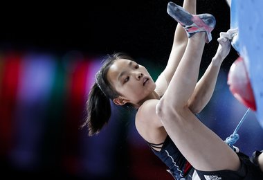 Chaehyun Seo in der Finalroute © Dimitris Tosidis / IFSC