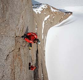 Thomas klettert in der A4 Seillänge