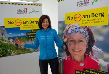 "No reset am Berg" Schirmherrin Gerlinde Kaltenbrunner