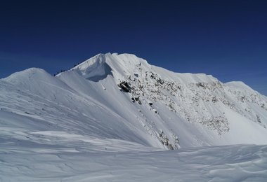 Der überwächtete Gipfelgrat mit Gipfel vom Kahiltna Horn aus gesehen (c) Dominik Müller/AMICAL alpin