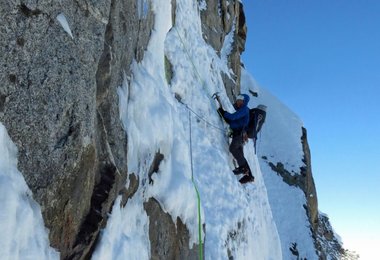 Mick Fowler leading a pitch on day four on the face of Sersank (c) Berghaus