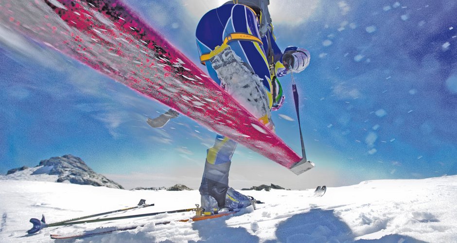 Fellabnehmen mit Skiern an den Füßen - der Spitzenspanner macht das möglich...