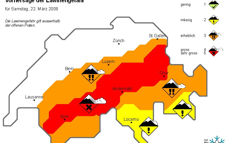 Gefahrenstufenkarte der Schweiz