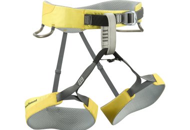 Das Damenmodell des Sportklettergurt Ozone in knalligem Lemon Yellow