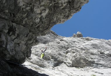 Andreas am Stand; am Ende der 25. Seillänge