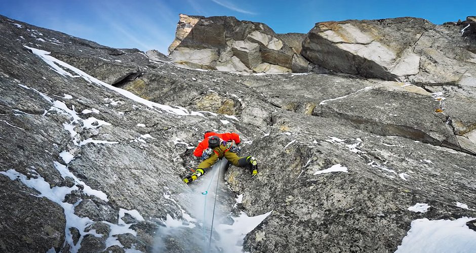 Martin in der 2. Seillänge der Headwall (c) Silvan Metz