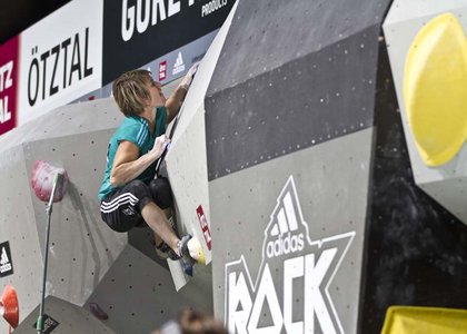 Die amtierenden Boulder Weltmeisterin Mélanie Sandoz