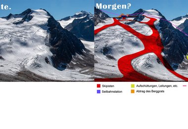 Visualisierung der Skipisten und Seilbahnen um den Linker Fernerkogel (Bild: WWF Österreich)