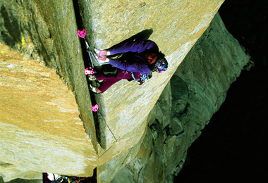 Scott Burke in der Route Freerider (ca. 1980); Foto Eric Perlman