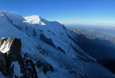 Blick von der Aigullie du Midi in Richtung Mont Blance