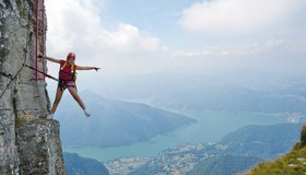 Die erste Leiter am Einstieg der Tour - Ferrata Angelino