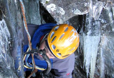 Joggl Steinhauser in der 6ten Seillänge