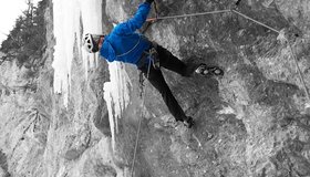 Peter Gasser in der 2. Seillänge