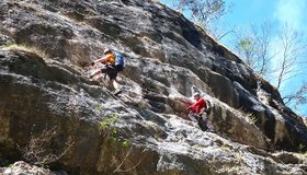 Oben bei der Querung - Speedy Übungsklettersteig in Bad Eisenkappel