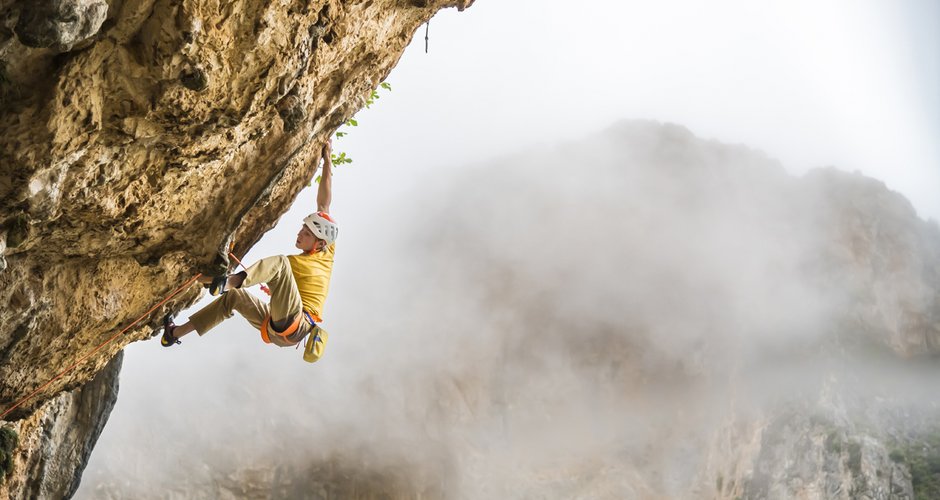 Alex Megos at the north face sector, Manikia, Greece © 2021-PETZL