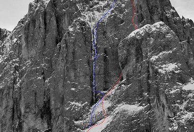 Die gewaltige Linie der „Legrima“ am Langkofel/Südtirol