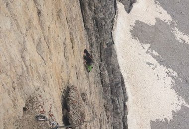 Jens Liße im Nachstieg in der zweiten Seillänge ich mich im Nachstieg in der zweiten Seillänge (26. Juli 2014)