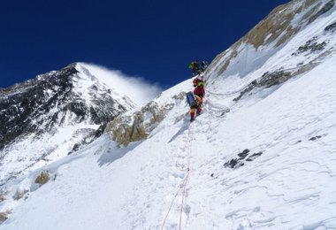 Am Yellow Band kurz vor dem South Col auf 7850 m / Everest 2017 (c) Martina Bauer