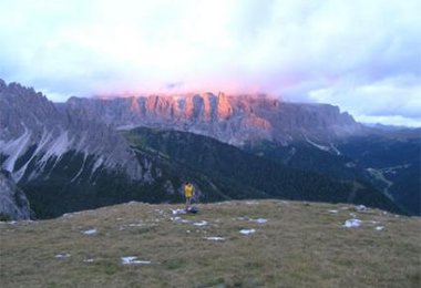 Oben auf dem Hochplateau mit Blick auf die Sella